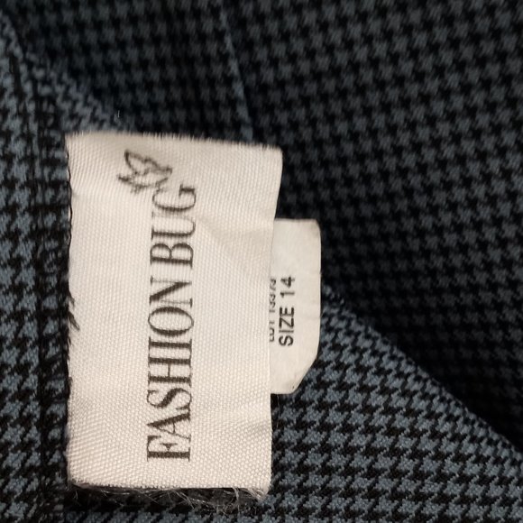 Vintage Fashion Bug Unite Women's Sz 14 Black & Blue Checkered Pencil Skirt USA - Picture 7 of 9